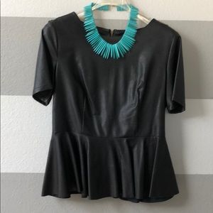 Sexy vegan leather peplum shirt!